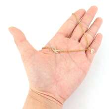 1 件全新复古水晶花朵字母吊坠金色链条项链女款