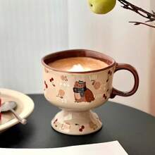 Retro Japanese Snow Ice Cream Ceramic Mug, Cute Milk Coffee Cup With Highly Attractive For Breakfast - Coffee Brown - View 3