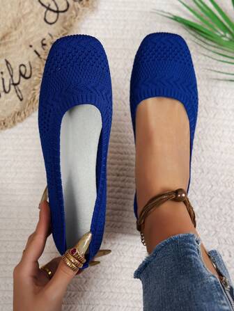 女士透气防滑平底芭蕾平底鞋，方头，户外时尚乐福鞋