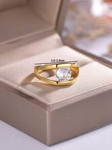 1 st S925 Zilveren Ronde Geslepen Zirkonia Ring, Modieus Feest Vakantie Accessoire Cadeau Voor Jubileum, Vakantie, Bruiloft