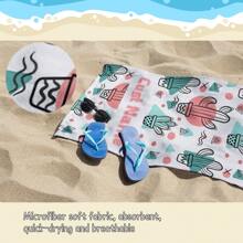 1pc Cactus Design Beach Towel, Personalized Name, Ultra-Soft Microfiber, Multi-Purpose Towel, Machine Washable, Super Absorbent, Great For Travel, Camping, Beach, Pool, Ideal Gift Summer, Holiday - Multicolor - View 8