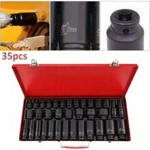 Impact Sockets Set 35 Pcs Impact 6 Point Socket Set 1/2 Inch Socket Spindle Axle Nut Garage Workshop Auto Truck Repair Manual Tool - Variant1 - View 1