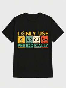 Chiste de ciencia rara Sarcasmo Tabla periódica de elementos Camiseta Camiseta de algodón pesado puro con impresión digital casual - Negro - Ver 1