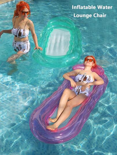 1 件充气漂浮水上吊床，透明色，适合成人，夏季泳池和沙滩派对使用，完美的夏季礼物，多功能漂浮躺椅，适合成人在度假时放松和玩乐，沙滩必需品，沙滩配件