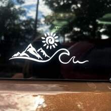1 Pc Mountain Sun Wave Car Window Decal - Nature Lover's Outdoor Adventure Style Vinyl Sticker For Car Truck SUV