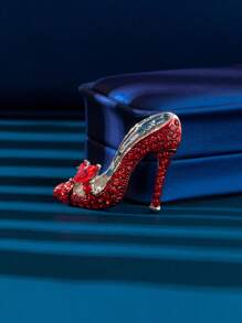1pc Rhinestone Embellished High Heel Shoe Design Brooch Pin, Women Fashion Minimalist Luxury Accessory - Multicolor - View 6