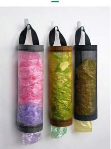 1pc Home Grocery Bag Holder Wall Mount Plastic Bag Holder Dispenser Hanging Storage Trash Garbage Bag Kitchen Garbage Organizer - Multicolor - View 6