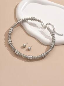 3pcs/Set Minimalist Geometric Earrings & Necklace Set For Women