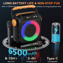 Máquina de karaoke JYX, sistema de karaoke con 2 micrófonos, máquina de karaoke portátil con 2 micrófonos inalámbricos, altavoz Bluetooth para adultos/niños con efectos de luz LED