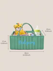 1pc Personalized Diaper Bag, Customized Embroidered Name Tote Bag, Multifunctional Diaper Bag For Mother & Baby, Foldable Mommy Bag, Large Capacity Lightweight Diaper Bag, Suitable As Christmas, Easter, Spring Festival, Mother's Day, Birthday Gift - Multicolor - View 2