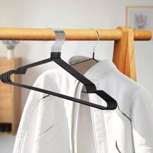 5/10/20 Pcs 16 Inch Non-Slip Rubber Coated Metal Hangers, Universal Hangers, Suit Hangers, Heavy Duty Hangers In Chrome And Black, White Friction, Metal Shirt Jacket Hangers With Round Notch, Suitable For Dresses, Camisoles, Lingerie - Multicolor - View 3