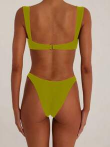 Summer Holiday Beach Bikini Swimsuit Set - Lime Green - View 2
