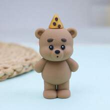 1 pieza/2 piezas/3 piezas Decoración de tarta de oso soplando vela, decoraciones de tarta de oso para obsequios de fiesta, baby shower, cumpleaños, suministros para fiestas - Multicolor - Ver 5
