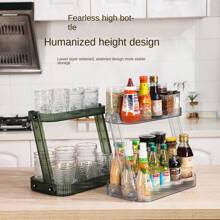 1 pieza Estante de almacenamiento transparente de cocina de 2 niveles con diseño elegante y lujoso, organizador multifuncional para cosméticos y artículos varios de baño - muchos - Ver 5