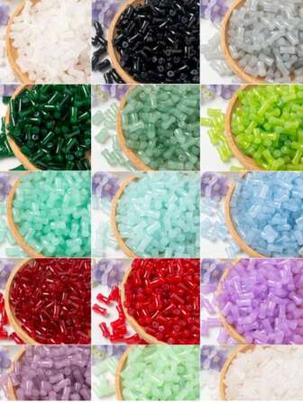 50 件小竹节珠，DIY 手链项链配件，玻璃和玉石仿竹珠