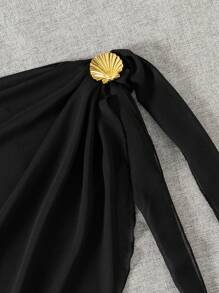 1pc 50*180cm Casual Polyester European & American Solid Color Chiffon Beach Cover-Up, Quick Dry Swimwear Shawl For Sea/Bikini Women