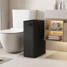 Lifewit Juego de 2 Cestos de Ropa Delgados de 50L, Cesto de Ropa Estrecho con Asas, Colapsable y Plegable para Ropa Sucia, Canasta de Ropa para Baño, Dormitorio, Recámara, Negro - Negro - Ver 7