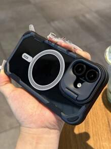 奢华磨砂镜头支架磁吸无线充电手机壳适用于 16 15 14 13 12 Pro Max 11 16Plus 防震保护壳 防水防摔防刮 - 黑色 - 查看 4