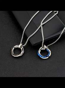 1pc 70cm Titanium Steel Unisex Crystal Decor Sweater Chain Necklace
