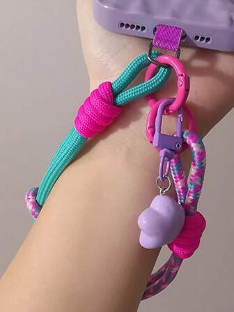1pc Multi-Purpose Detachable Braided Wrist Strap, Outdoor Travel Anti-Lost Phone Lanyard With Contrast Color, Suitable For Phone Cases, Key Chains, Short Handles Gifts For Mother, Family, Friends, Birthday, Holiday Phone Charm, Phone Chain