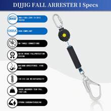 6FT Self Retracting Lifeline Fall Protection Retractable Safety Lanyard Rectracting Lifeline Personal Fall Arrest Protection ANSI Self Retractable Gear For Roofing Construction - Large Hook - View 3