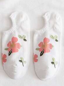 5 Pairs Women's Floral Pattern Versatile High Fashion Solid Color Simple Comfortable Soft Casual Student Style Girly Mori Style Anti-Slip Short Socks - Multicolor - View 9