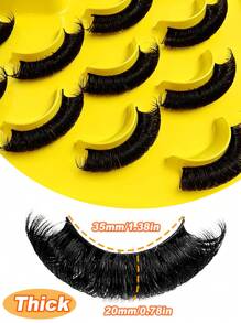 Asiteo 9 Pairs Fluffy Thick Russian Strip Lashes - D Curl Faux Mink Lashes Pack For Long-Lasting, Natural-Looking Eyelashes