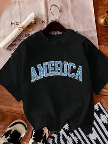 Casual Versatile Solid Color Round Neck Short Sleeve T-Shirt - Black - View 3