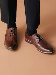 Business Men's Comfortable And Durable Lace-Up Formal Oxford Shoes - Rust Brown - View 3