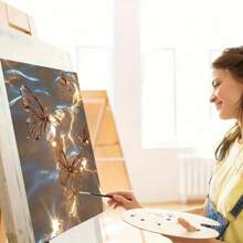 DIY Adult Acrylic Paint By Number Oil Painting Kit - Frameless Modern Abstract Floral Design, Come With Paint And Brushes, Perfect Craft For Beginner To Relieve Stress, Ideal Home Decor And Unique Gift