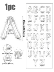 1 个 16 英寸银色字母设计装饰气球，A-Z 铝箔字母气球，DIY 派对装饰，生日派对，结婚周年纪念装饰，新娘送礼会，单身派对 - 銀色 - 查看 3