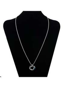 1pc 70cm Titanium Steel Unisex Crystal Decor Sweater Chain Necklace