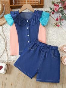 Ensemble de style estival pour filles, patchwork, respirant