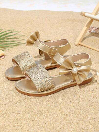 1 Par de Sandálias Rasteiras Sólidas Ajustáveis com Fecho em , Estilo Borboleta Orvalho para Crianças Pequenas, Sandálias Romanas Casuais Leves Antiderrapantes, Adequadas para Meninas de 3 a 15 Anos, Moda e Fofas, Novos Produtos de Primavera e Verão