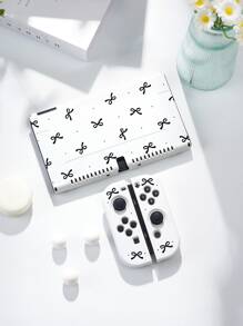1pc Caparl Polka Dot & Bow Decor Pattern Protective Case, Compatible With New 2 (2025), Switch NS/Switch OLED/Lite, Accessory Compatible With Switch 2 Console, Full Set Package, Storage Case With Card Slot, Switch Protective Cover, Romantic Gift Compatible With Switch Players