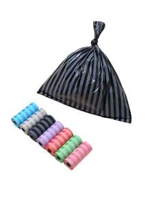 75pcs/5 Rolls Disposable Garbage Bags, Diaper Change Stripe Pattern Trash Bags, Convenient To Carry, Car Trash Bags, Suitable For Outdoor Stroller, Living Room, Bathroom, Nursery Cleanup, Compact And Portable - Multicolor - View 4