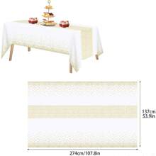 1 Pack Gold Dot Plastic Tablecloths, Heavy Duty Disposable White/Black/Blue Tablecloths Waterproof Tablecloths Rectangular Tablecloths For Family Party Weddings Birthdays, 54" (137cm) X 108" (274cm) Fits 6 To 8ft Tables - 54*108 Inches/137*274cm - View 3