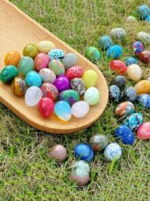 20 件天然抛光石蛋形水晶，DIY 设计，非常适合女性和男性的复活节装饰复活节礼物随机