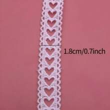 5/10 码心形缎带，1.8 厘米宽，双波浪心形图案，适用于手工艺品、刺绣、缝纫和肩带 - 米色 - 查看 3