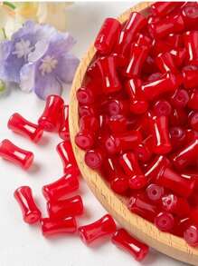 50 件小竹节珠，DIY 手链项链配件，玻璃和玉石仿竹珠