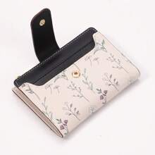 Suphiar Elegant Floral Print Metal Button Small Bifold Wallet For Women Wallet Mini Wallet Purse Wallet Small Wallet