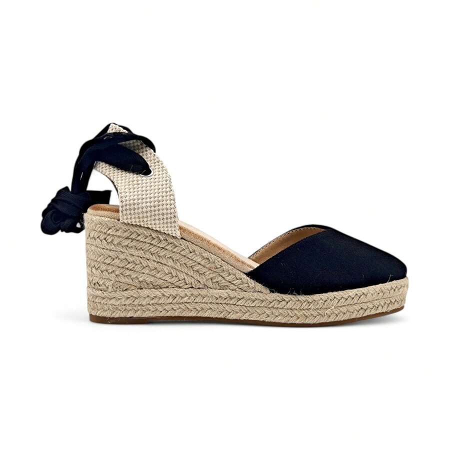 Calzados Soraia - Valencia espadriller för kvinnor med rep och jutekil - Bekväm och elegant ✅ Leverans 24/72 timmar till Spanien (fastlandet) - Svart - Visa 1