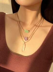 Naszyjnik z wisiorkiem w stylu vintage asymetryczny żwir