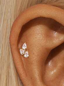 1PC 925 Sterling Silver Opal Marquise Water Drop Flat Back Cartilage Tassel Helix Piercing Fine Jewelry For Daily Wear Wedding Party Engagement Anniversary Valentine's Day