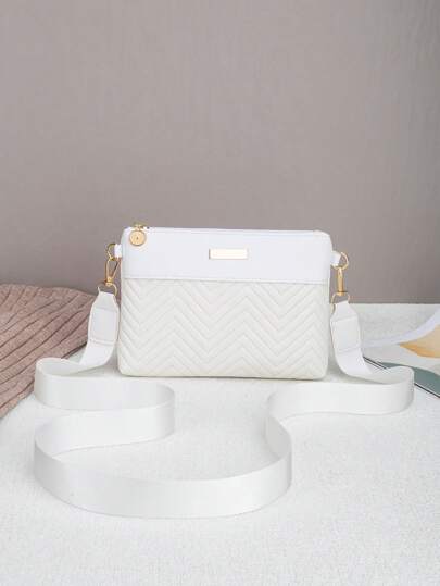 Women's New Fashionable Wave Textured Chain Crossbody Bag, Shoulder Bag, Clutch