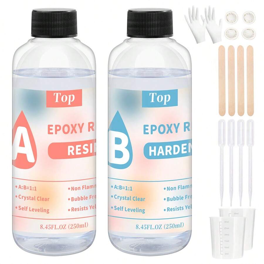 50ml/100ml/250ml/500ml/1000ml 透明水晶环氧树脂套装，适用于桌面和酒吧铸造的无气泡树脂，适用于工艺品的透明环氧树脂，生日/派对/节日礼物 - Epoxy Resin - 查看 1