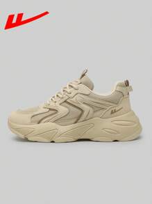 1 đôi giày thể thao kaki unisex thường ngày chunky, giày thể thao ngoài trời thời trang thoáng khí, giày chạy bộ thể dục, giày học sinh, giày chụp ảnh đa năng, giày làm việc hàng ngày, giày thể thao chunky dành cho nữ - Màu Khaki - Xem 3