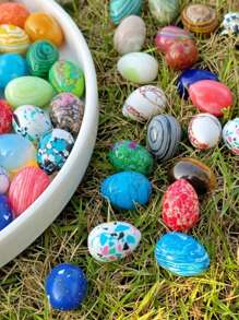 20 件天然抛光石蛋形水晶，DIY 设计，非常适合女性和男性的复活节装饰复活节礼物随机