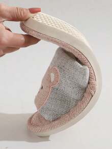 Couples Slip-On Slippers, Cute Design, Linen Upper, Soft Bottom, Absorbent, Suitable For Indoor Wear All Seasons, Spring/Summer - Pink - View 5