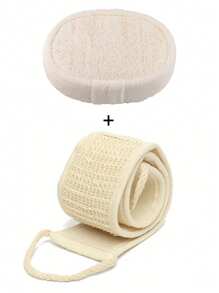 2 件套（去角质浴巾 + 沐浴球）、丝瓜络浴巾身体海绵丝巾、去角质身体磨砂沐浴背部磨砂丝瓜络海绵沐浴天然丝瓜络去角质沐浴男女擦洗器、沐浴露天海绵用于面部和身体清洁